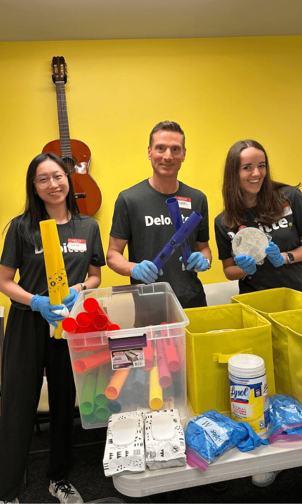 Volunteers from Deloitte at the music center