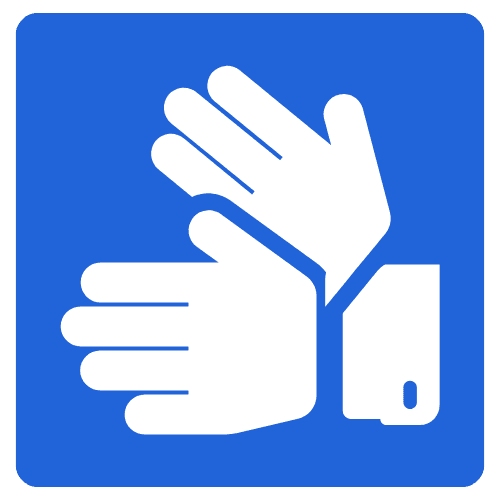 Image of two hands signing behind a blue background
