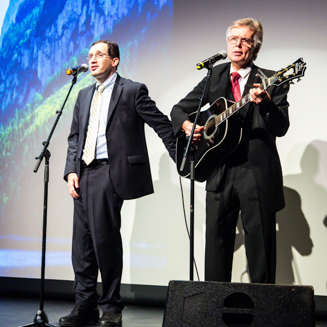 Image of Daniel Trush and Gerry Powers on stage performing together at the Danny Awards 