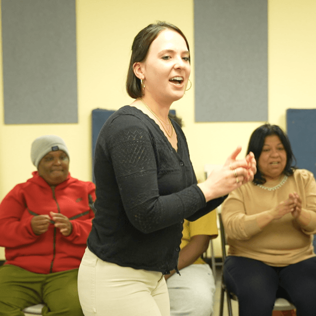 photo of Sarah in the classroom teaching