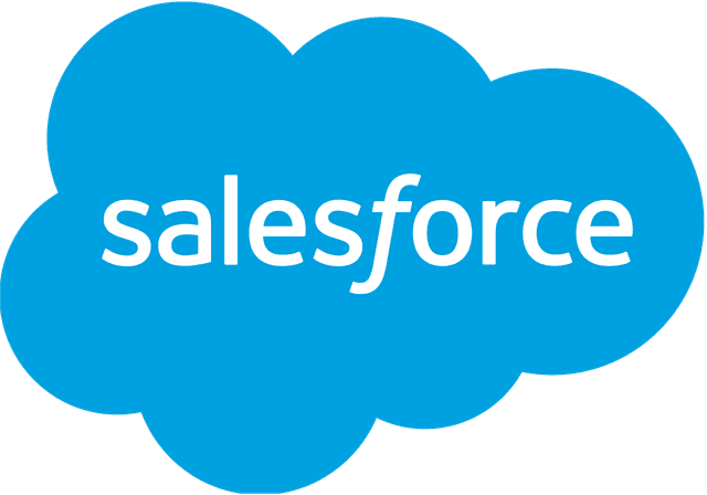 Image of a blue cloud with the word "Salesforce" inside it.