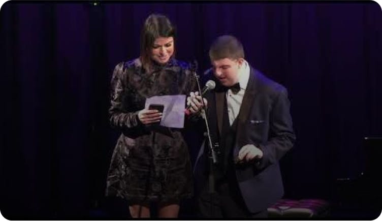 Danny Award recipient Logan Riman gives a speech with his mother Leah