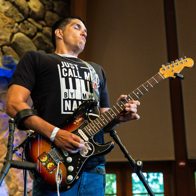 Image of Jake Nielsen playing guitar on stage at Bethel Woods