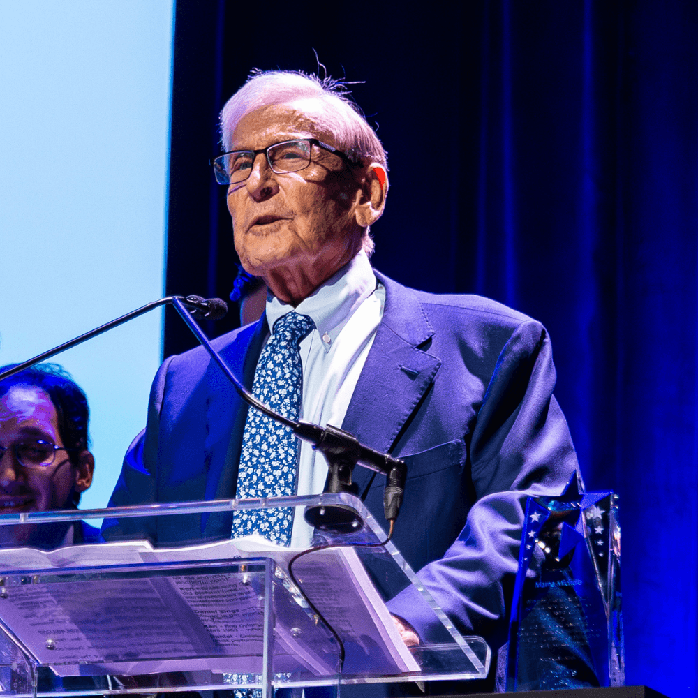 Lead Sponsor René Plessner gives a speech at the Danny Awards